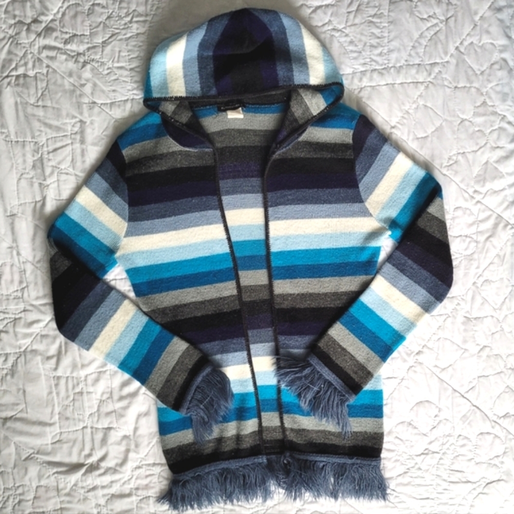2/$40 🍩 Vintage Y2K Fairweather Open Front Horizontal Stripe Hoodie